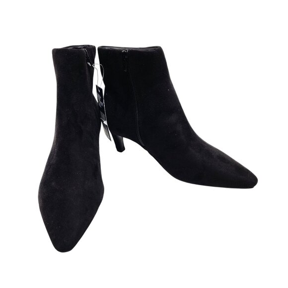 Universal Thread Black Suede Pointed Toe Ankle Boots With Kitten Heel Size 8 - Picture 7 of 10